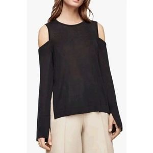 BCBGMaxAzria Anita Black Cold Shoulder Long Sleeve Sweater Size Large NWT